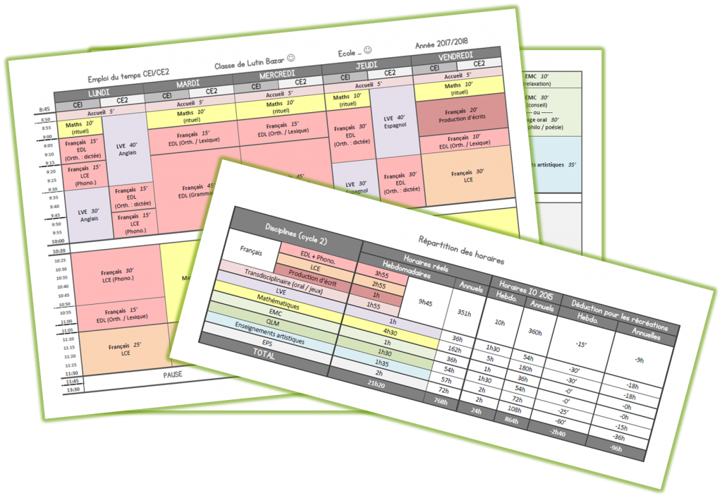 Mes Emplois Du Temps Lutin Bazar