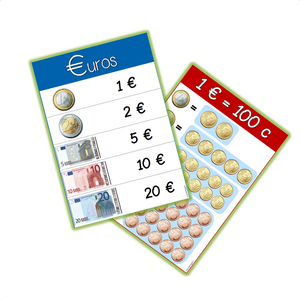 Planches de pièces et billets à découper : La monnaie - euro