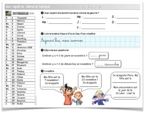 calendrier fiche CP