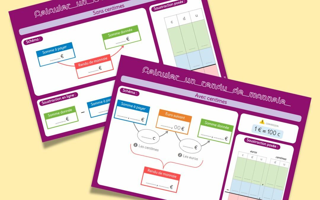 Calculer un rendu de monnaie (fiche-outil)